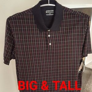 Mens Polo Short Sleeve Plaid Shirt Big And Tall